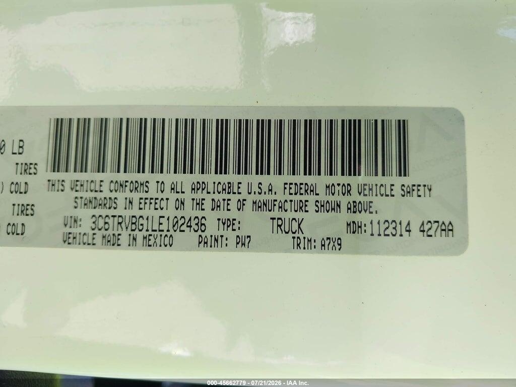 3C6TRVBG1LE102436 2020 RAM PROMASTER 1500 photo no. 9