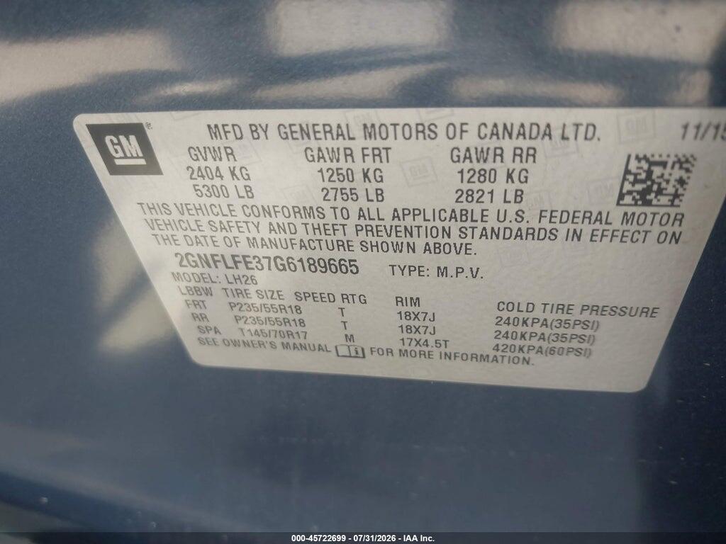 2GNFLFE37G6189665 2016 CHEVROLET EQUINOX photo no. 9