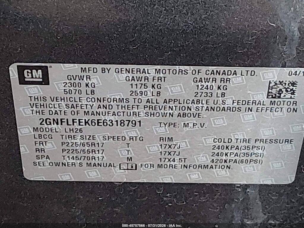 2GNFLFEK6E6318791 2014 CHEVROLET EQUINOX photo no. 9