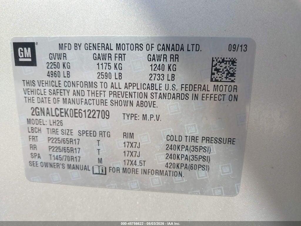 2GNALCEK0E6122709 2014 CHEVROLET EQUINOX photo no. 9