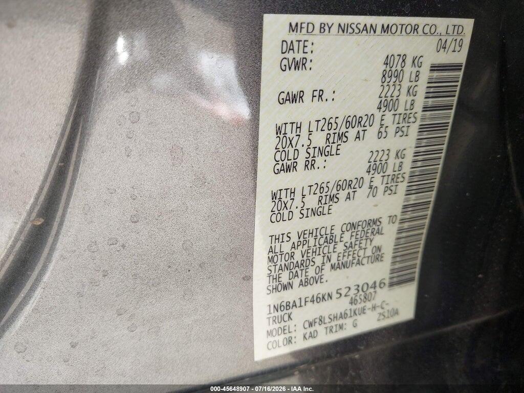 1N6BA1F46KN523046 2019 NISSAN TITAN XD photo no. 9