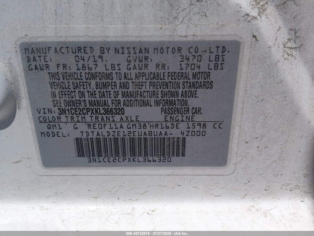 3N1CE2CPXKL366320 2019 NISSAN VERSA NOTE photo no. 9