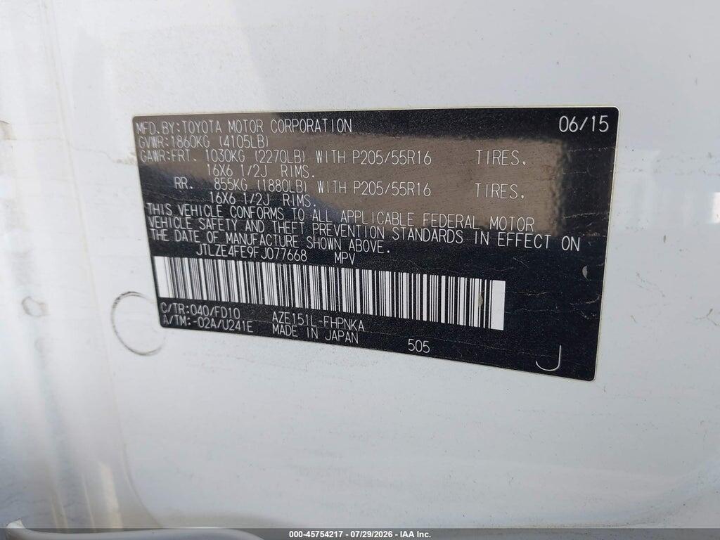 JTLZE4FE9FJ077668 2015 SCION XB photo no. 9