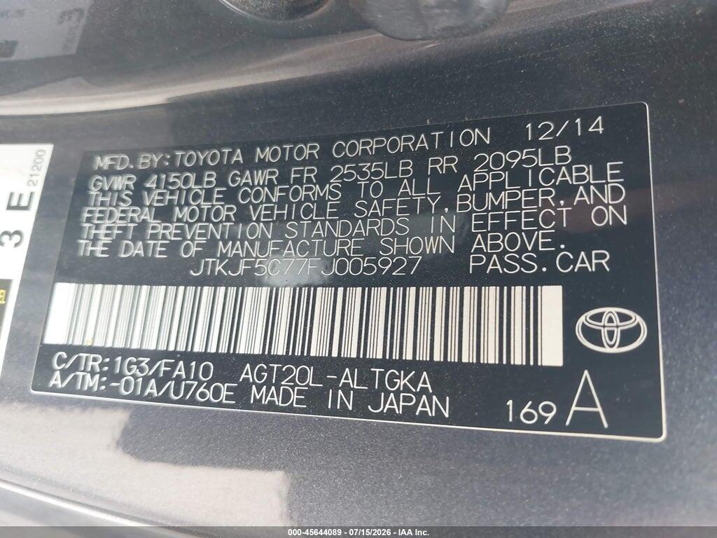 JTKJF5C77FJ005927 2015 SCION TC photo no. 9