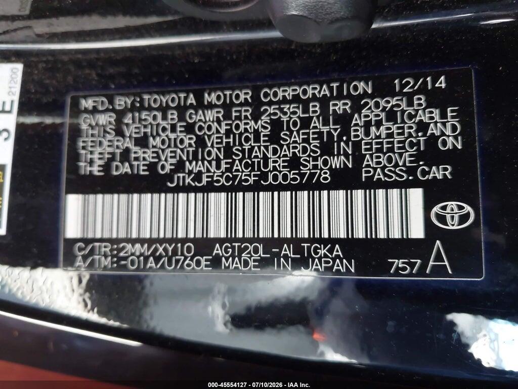 JTKJF5C75FJ005778 2015 SCION TC photo no. 9