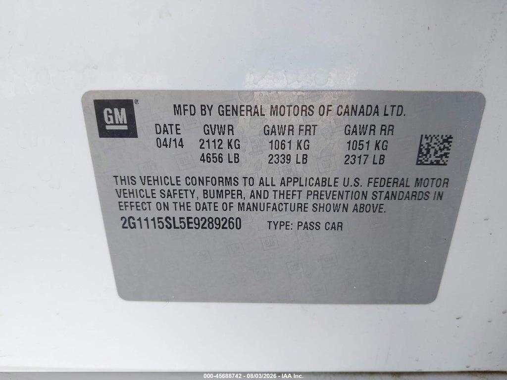 2G1115SL5E9289260 2014 CHEVROLET IMPALA photo no. 9