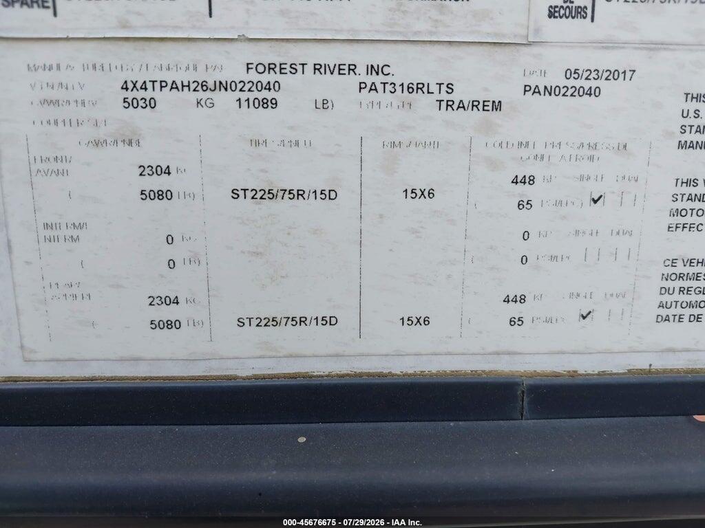 4X4TPAH26JN022040 2018 PALOMINO 316RLTS photo no. 9