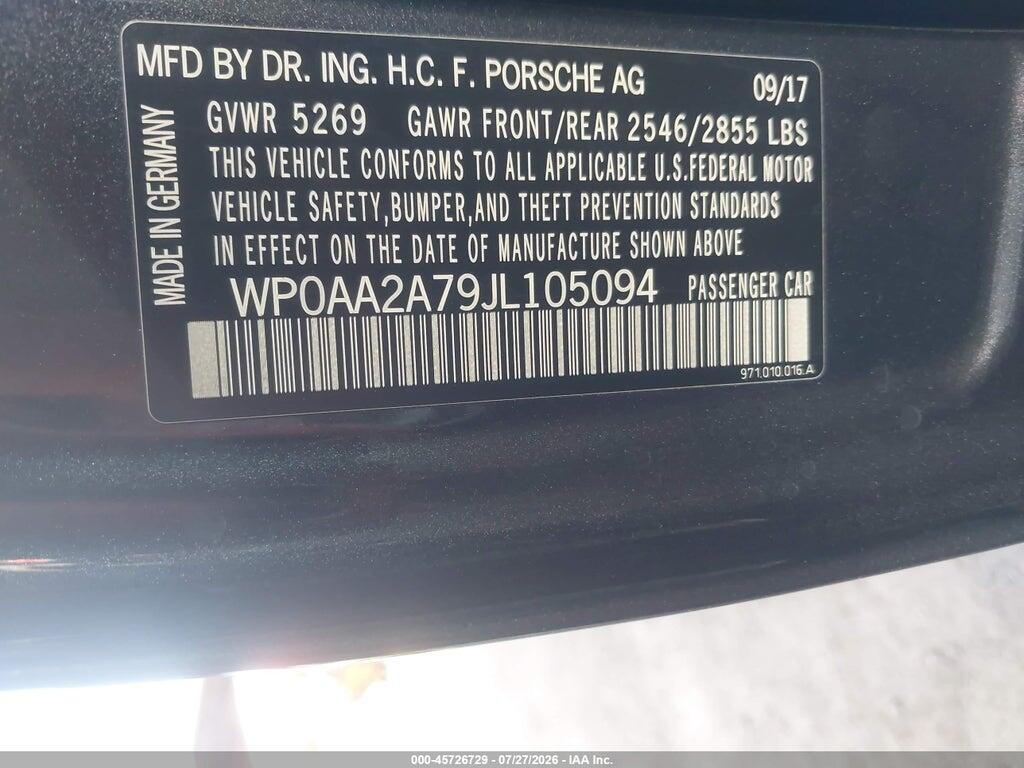 WP0AA2A79JL105094 2018 PORSCHE PANAMERA photo no. 9