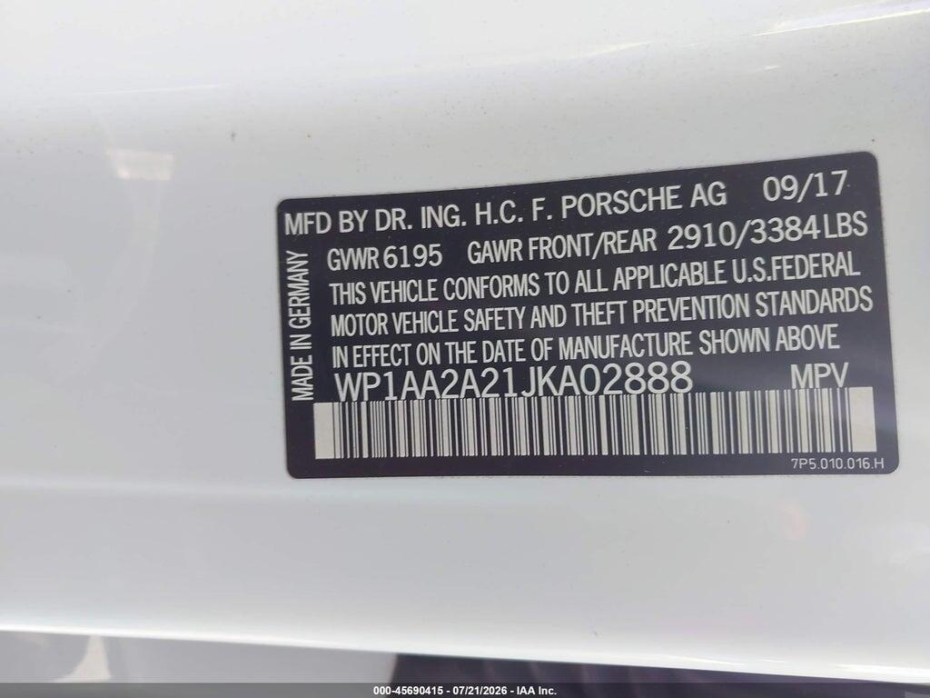 WP1AA2A21JKA02888 2018 PORSCHE CAYENNE photo no. 9