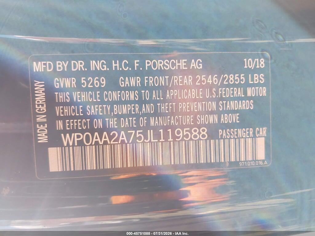 WP0AA2A75JL119588 2018 PORSCHE PANAMERA photo no. 9