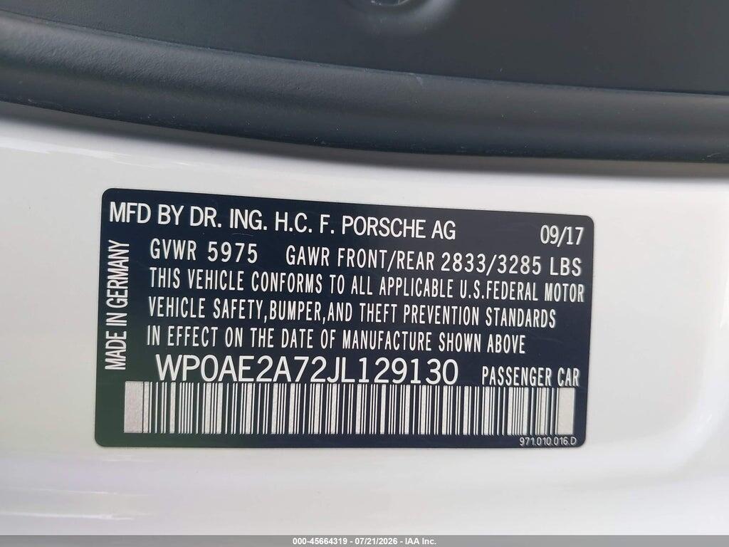 WP0AE2A72JL129130 2018 PORSCHE PANAMERA E-HYBRID photo no. 9