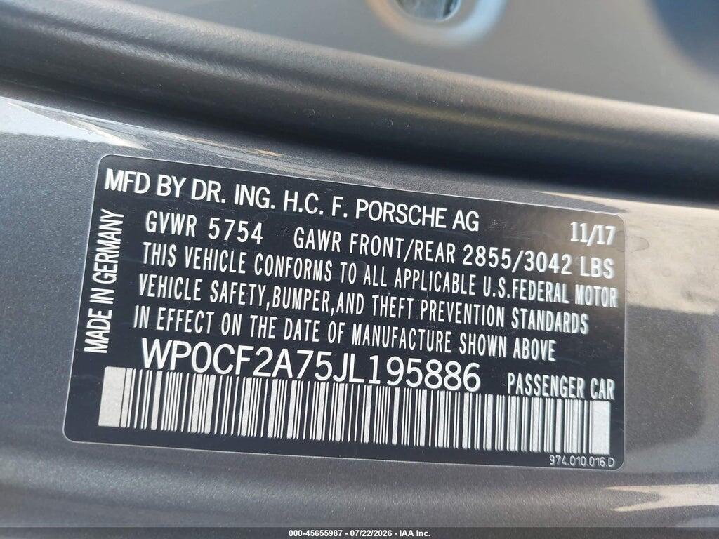 WP0CF2A75JL195886 2018 PORSCHE PANAMERA SPORT TURISMO photo no. 9