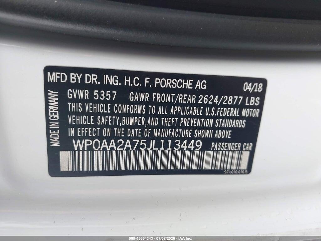 WP0AA2A75JL113449 2018 PORSCHE PANAMERA photo no. 9