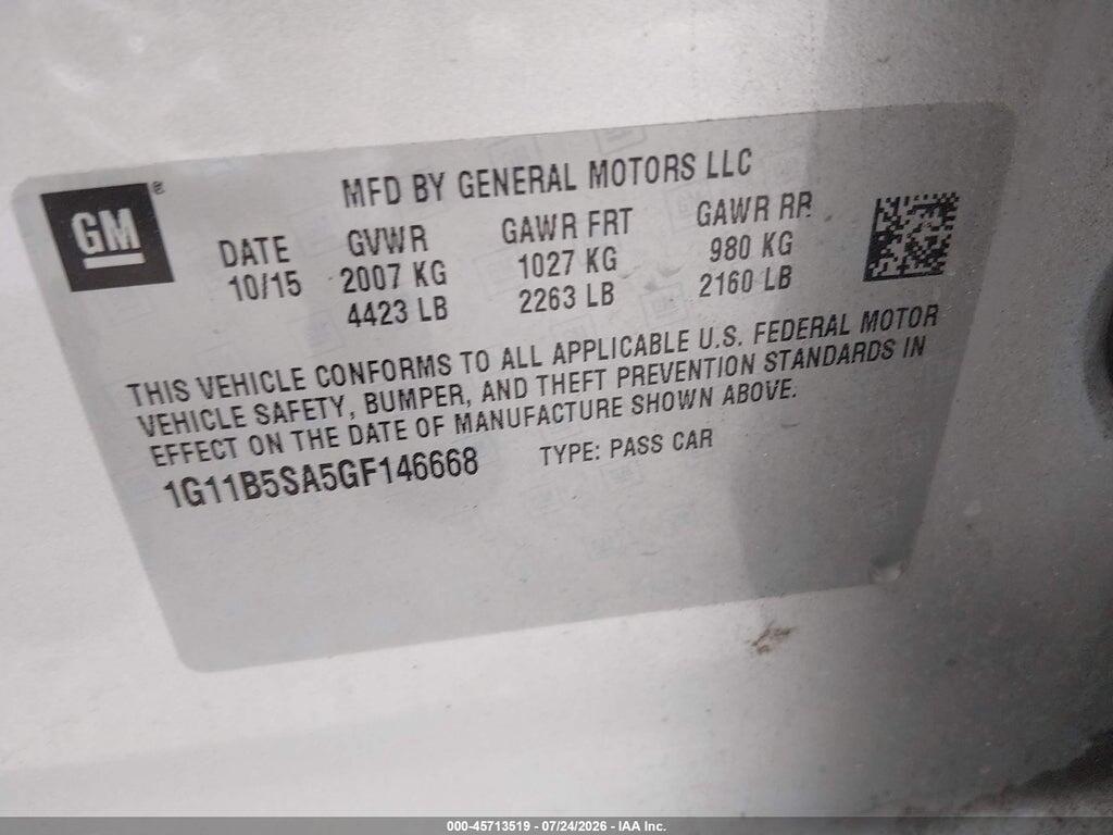 1G11B5SA5GF146668 2016 CHEVROLET MALIBU LIMITED photo no. 9