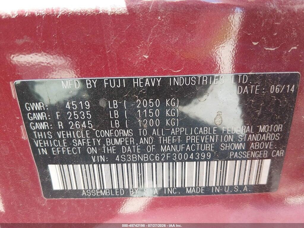 4S3BNBC62F3004399 2015 SUBARU LEGACY photo no. 9