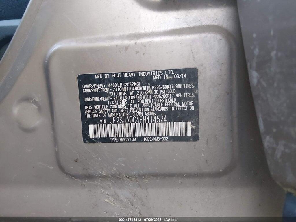 JF2SJADC4FH414524 2015 SUBARU FORESTER photo no. 9
