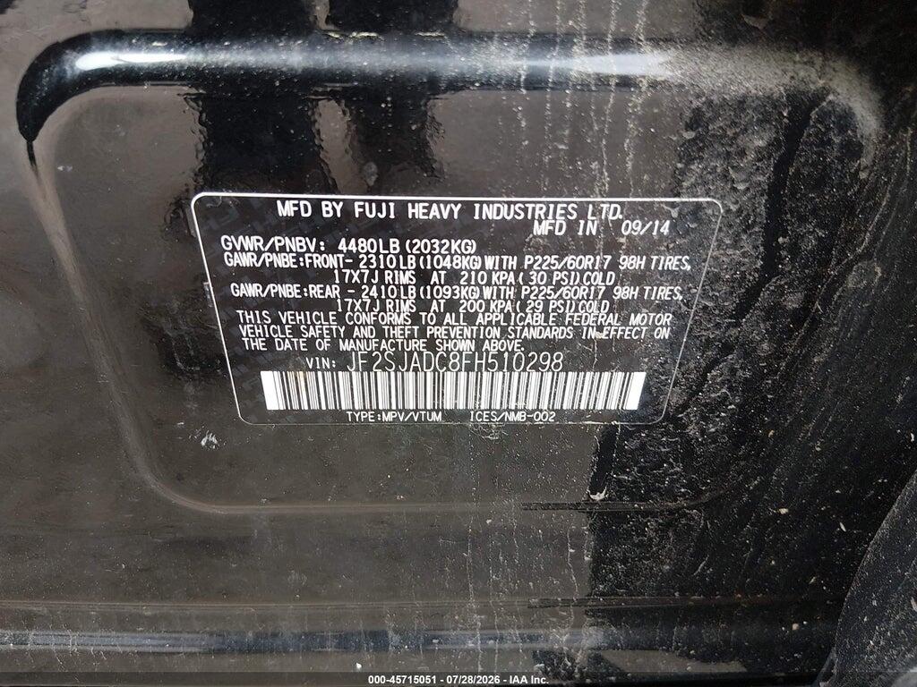 JF2SJADC8FH510298 2015 SUBARU FORESTER photo no. 9