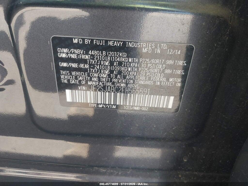 JF2SJABC2FH565591 2015 SUBARU FORESTER photo no. 9