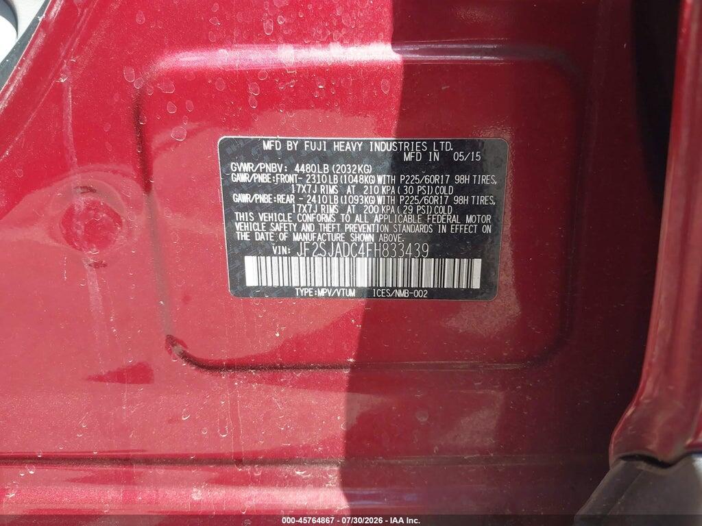 JF2SJADC4FH833439 2015 SUBARU FORESTER photo no. 9