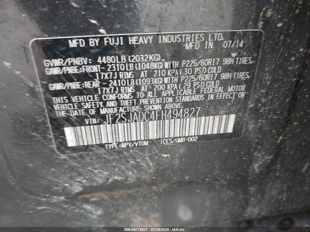 JF2SJADC4FH494827 2015 SUBARU FORESTER photo no. 9