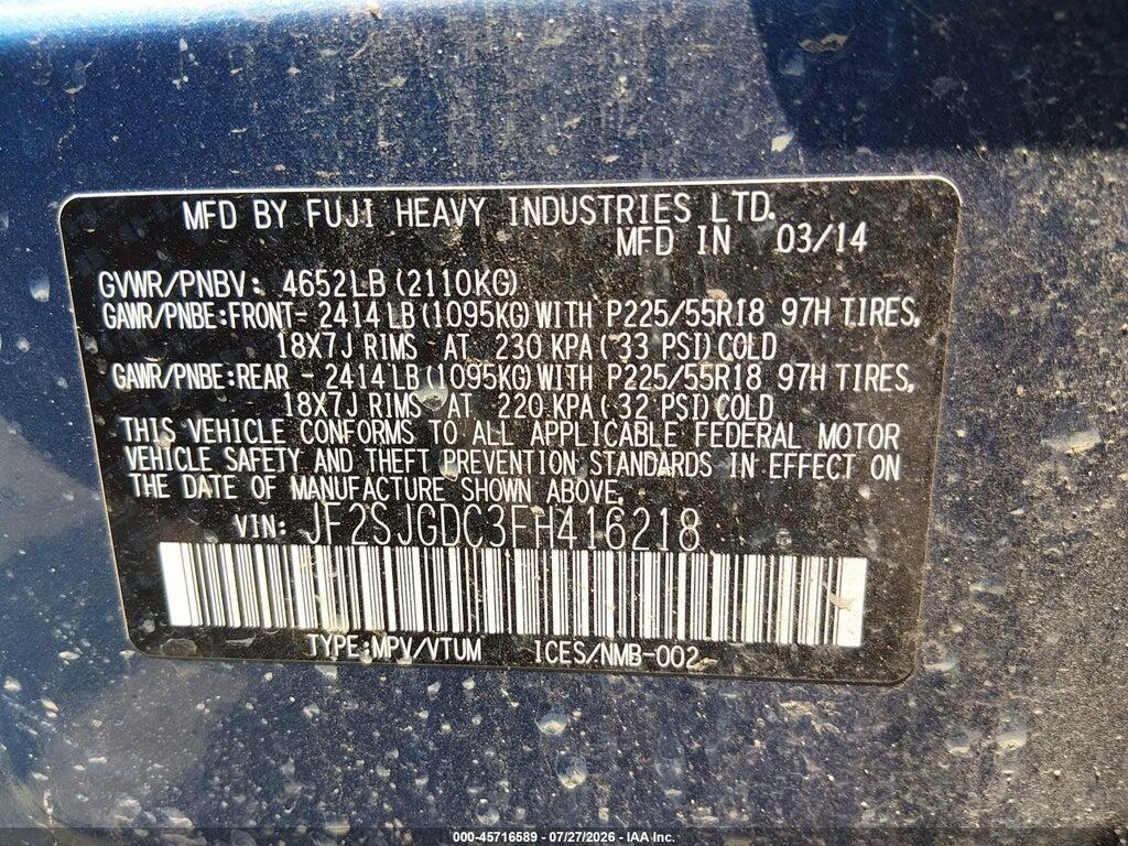 JF2SJGDC3FH416218 2015 SUBARU FORESTER photo no. 9