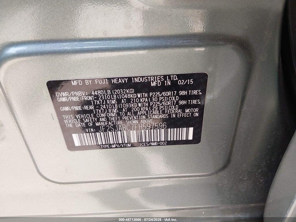 JF2SJABC7FH597596 2015 SUBARU FORESTER photo no. 9