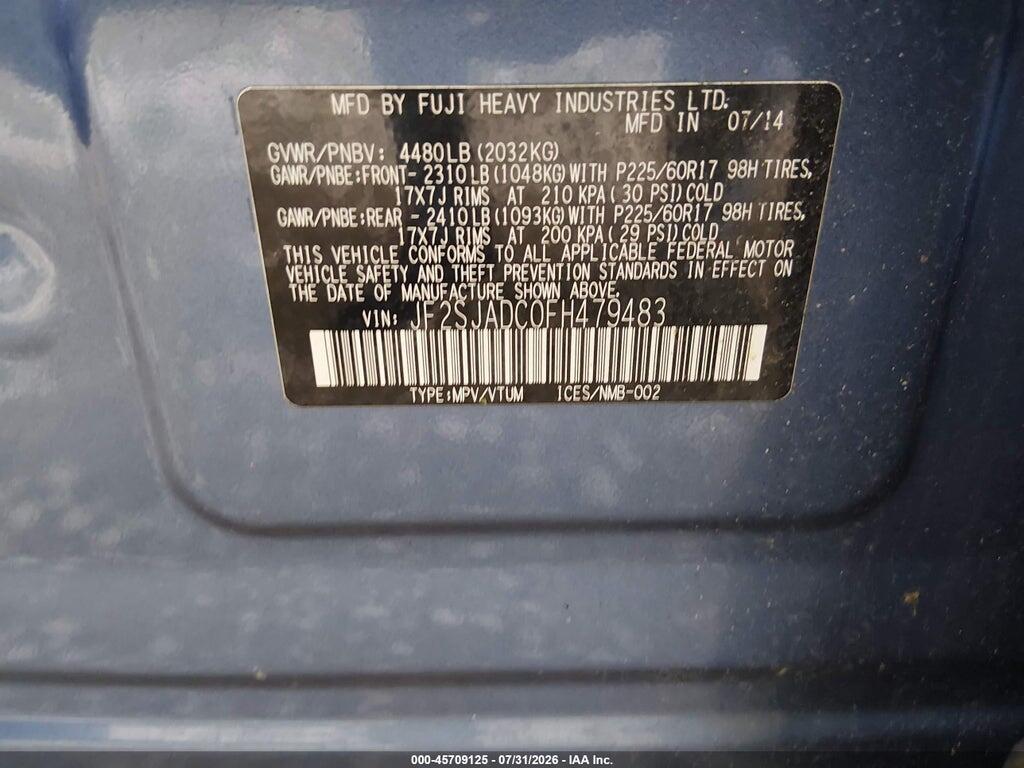 JF2SJADC0FH479483 2015 SUBARU FORESTER photo no. 9