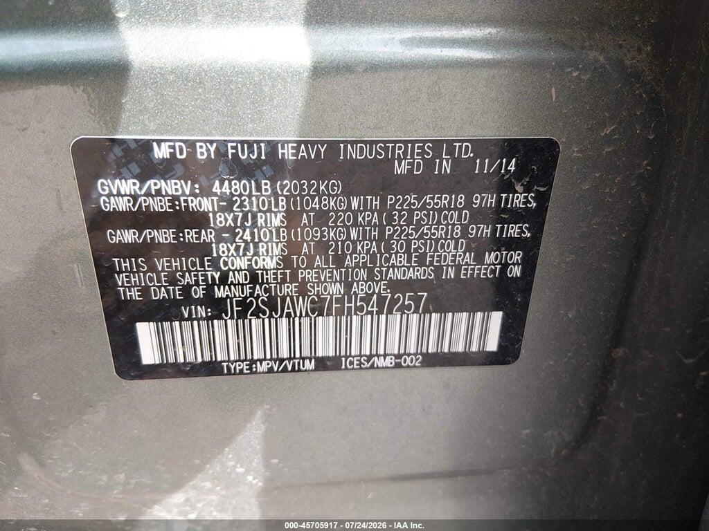 JF2SJAWC7FH547257 2015 SUBARU FORESTER photo no. 9