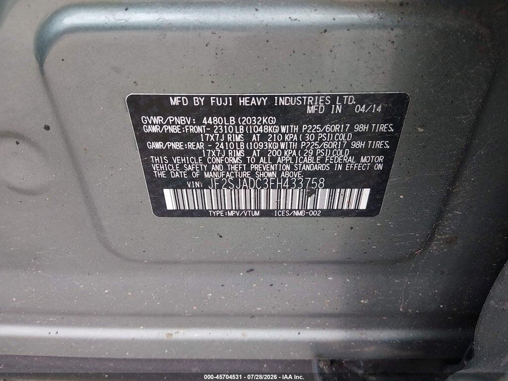 JF2SJADC3FH433758 2015 SUBARU FORESTER photo no. 9