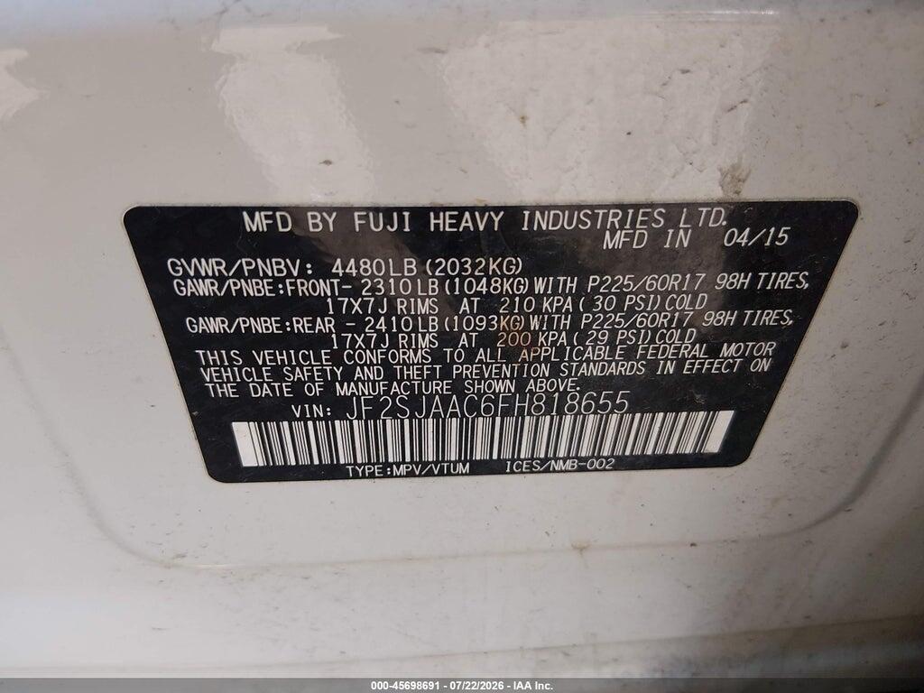 JF2SJAAC6FH818655 2015 SUBARU FORESTER photo no. 9