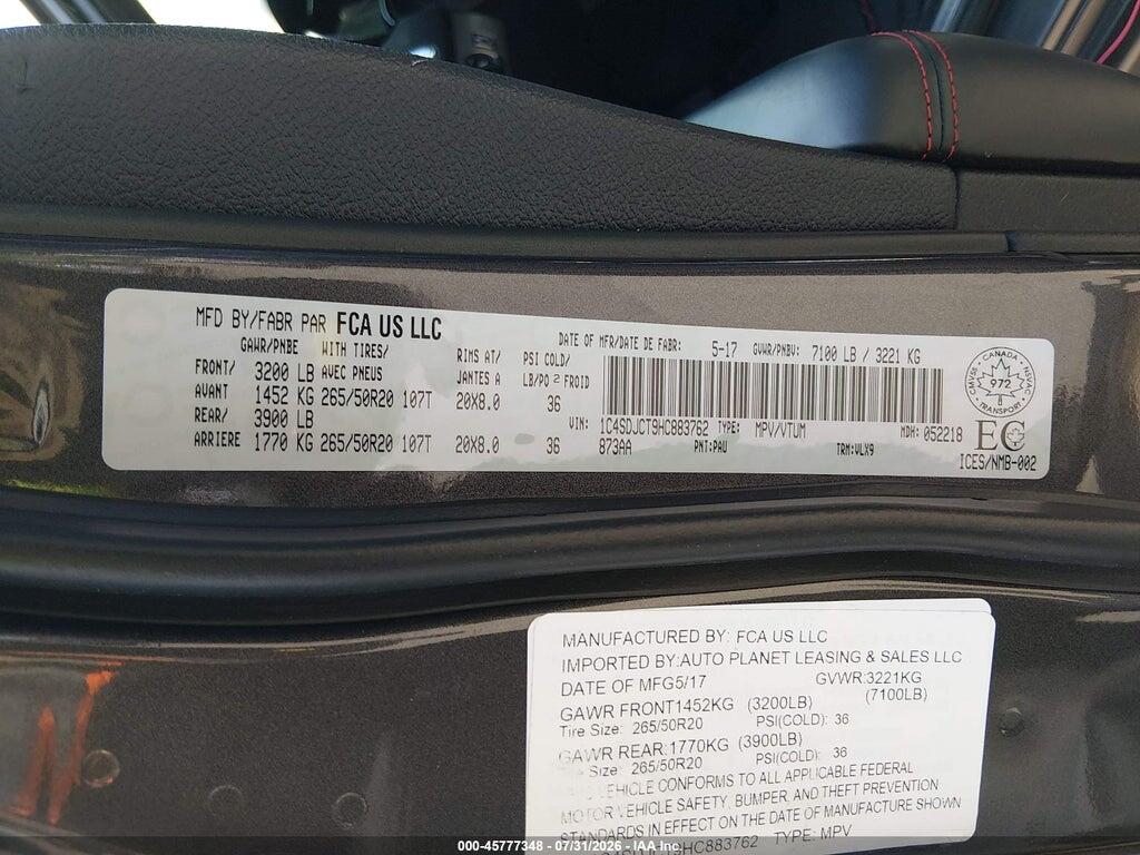 1C4SDJCT9HC883762 2017 DODGE DURANGO photo no. 9