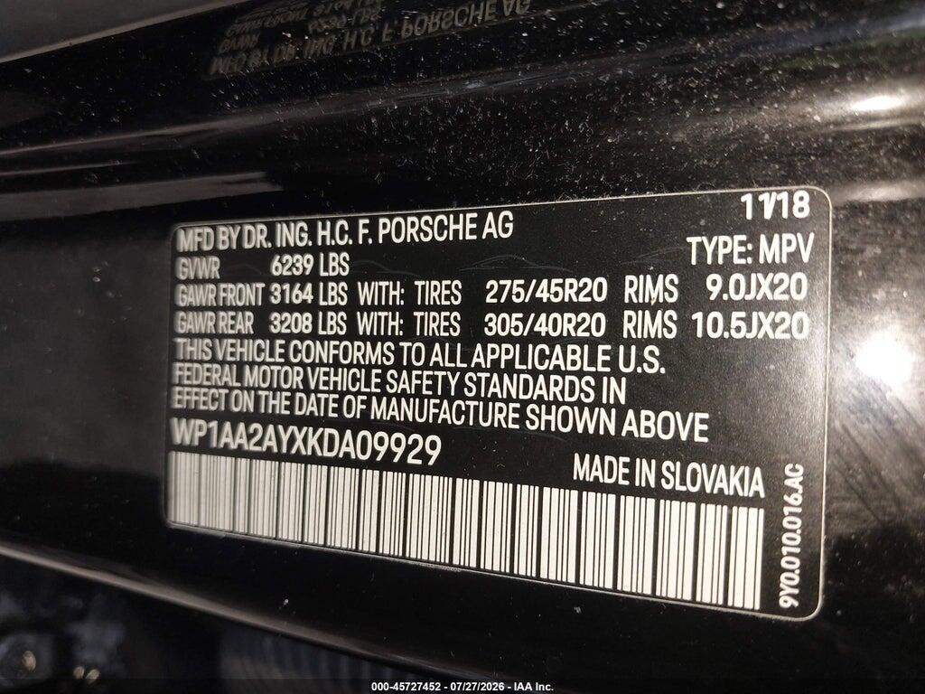 WP1AA2AYXKDA09929 2019 PORSCHE CAYENNE photo no. 9