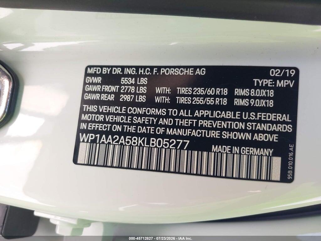 WP1AA2A58KLB05277 2019 PORSCHE MACAN photo no. 9