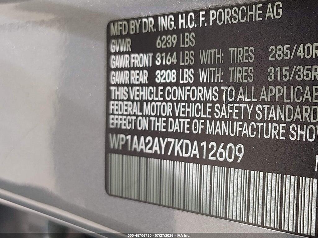 WP1AA2AY7KDA12609 2019 PORSCHE CAYENNE photo no. 9