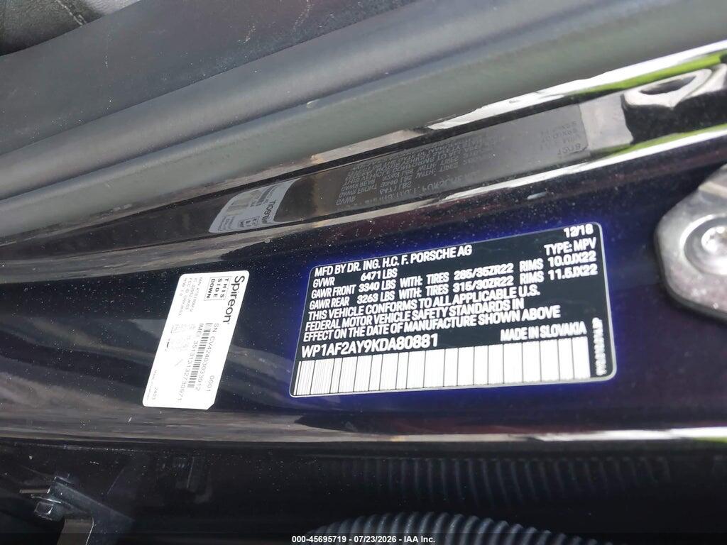 WP1AF2AY9KDA80881 2019 PORSCHE CAYENNE photo no. 9