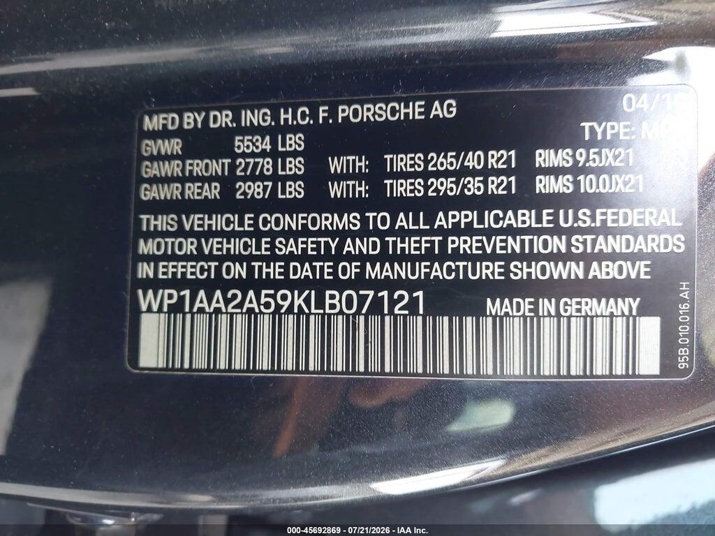 WP1AA2A59KLB07121 2019 PORSCHE MACAN photo no. 9