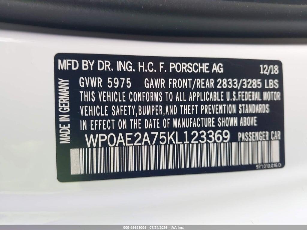 WP0AE2A75KL123369 2019 PORSCHE PANAMERA E-HYBRID photo no. 9