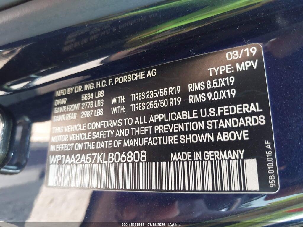 WP1AA2A57KLB06808 2019 PORSCHE MACAN photo no. 9