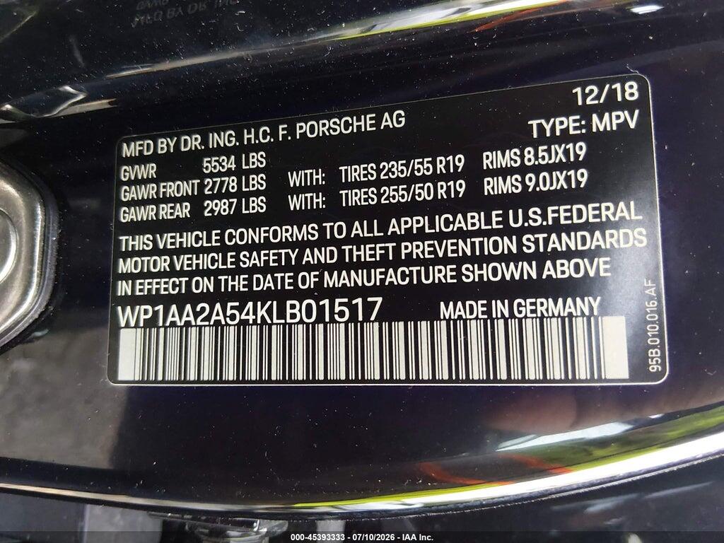 WP1AA2A54KLB01517 2019 PORSCHE MACAN photo no. 9