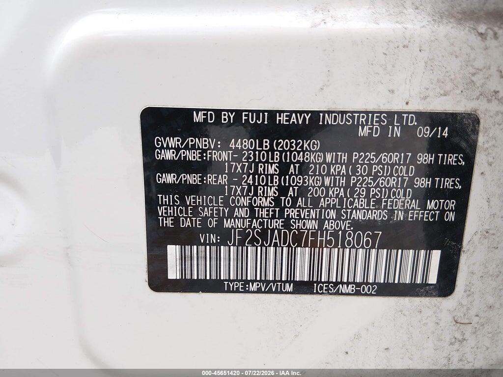 JF2SJADC7FH518067 2015 SUBARU FORESTER photo no. 9