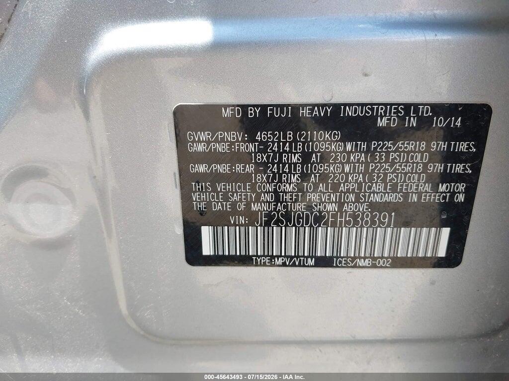 JF2SJGDC2FH538391 2015 SUBARU FORESTER photo no. 9