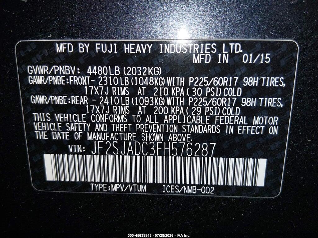 JF2SJADC3FH576287 2015 SUBARU FORESTER photo no. 9