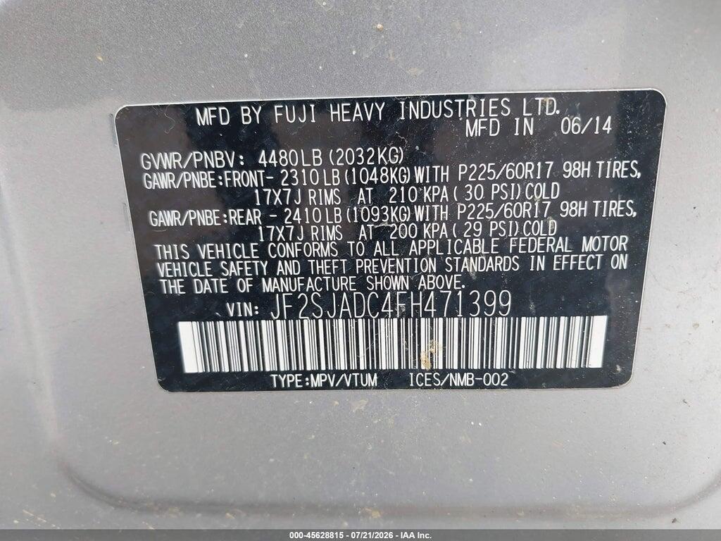 JF2SJADC4FH471399 2015 SUBARU FORESTER photo no. 9