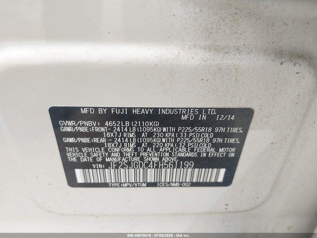 JF2SJGDC4FH561199 2015 SUBARU FORESTER photo no. 9