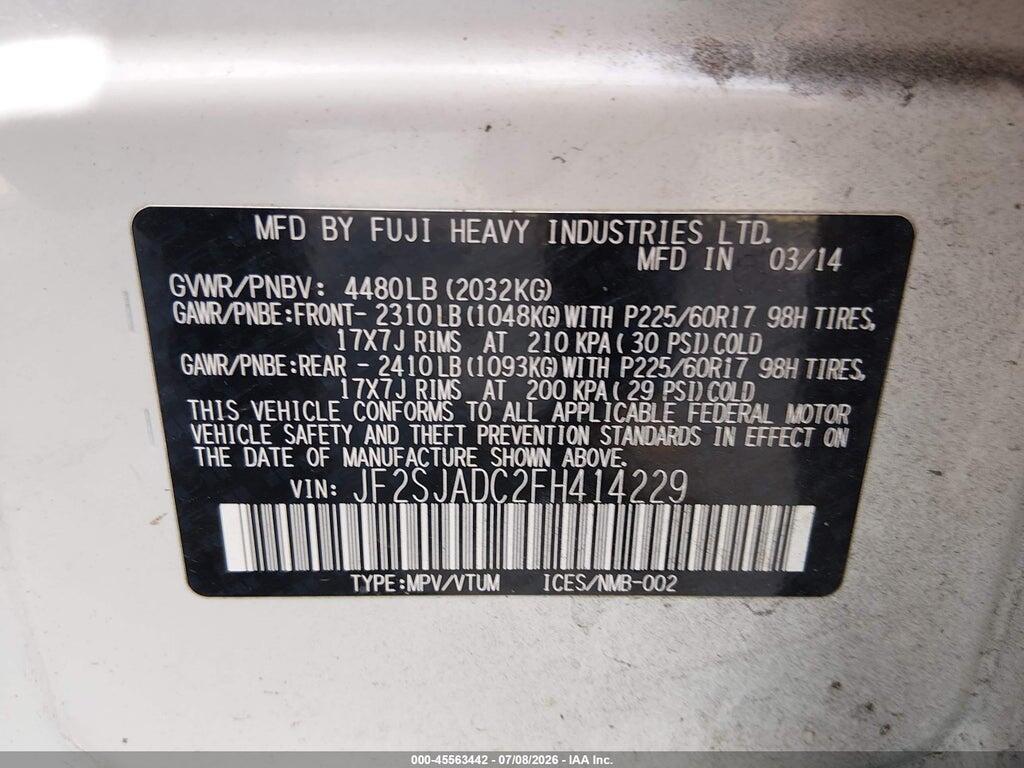 JF2SJADC2FH414229 2015 SUBARU FORESTER photo no. 9