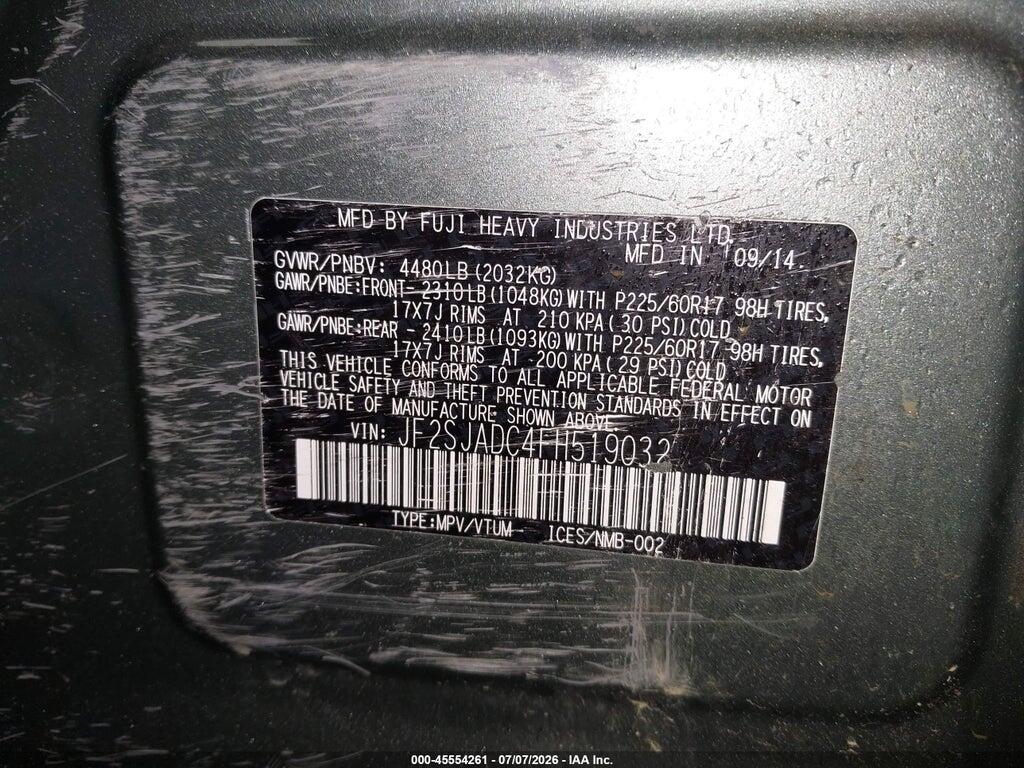 JF2SJADC4FH519032 2015 SUBARU FORESTER photo no. 9