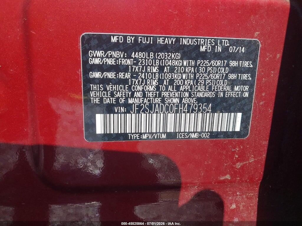 JF2SJADC0FH479354 2015 SUBARU FORESTER photo no. 9