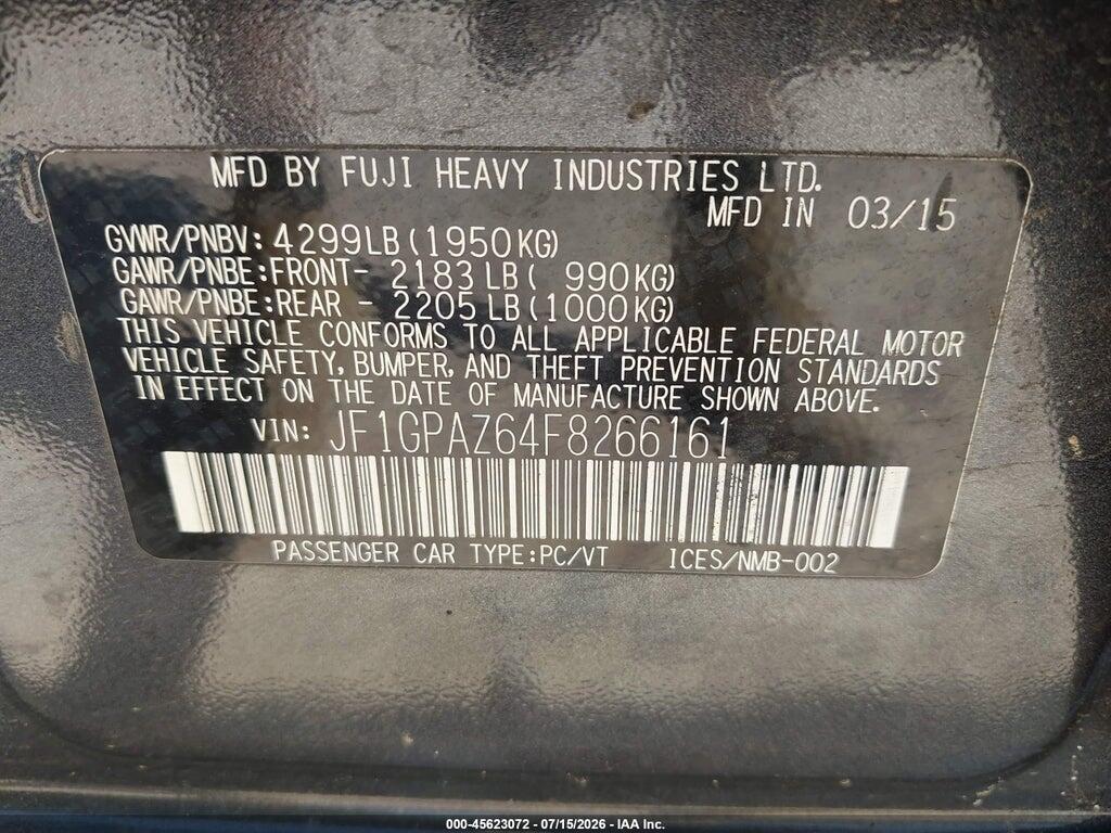 JF1GPAZ64F8266161 2015 SUBARU IMPREZA photo no. 9