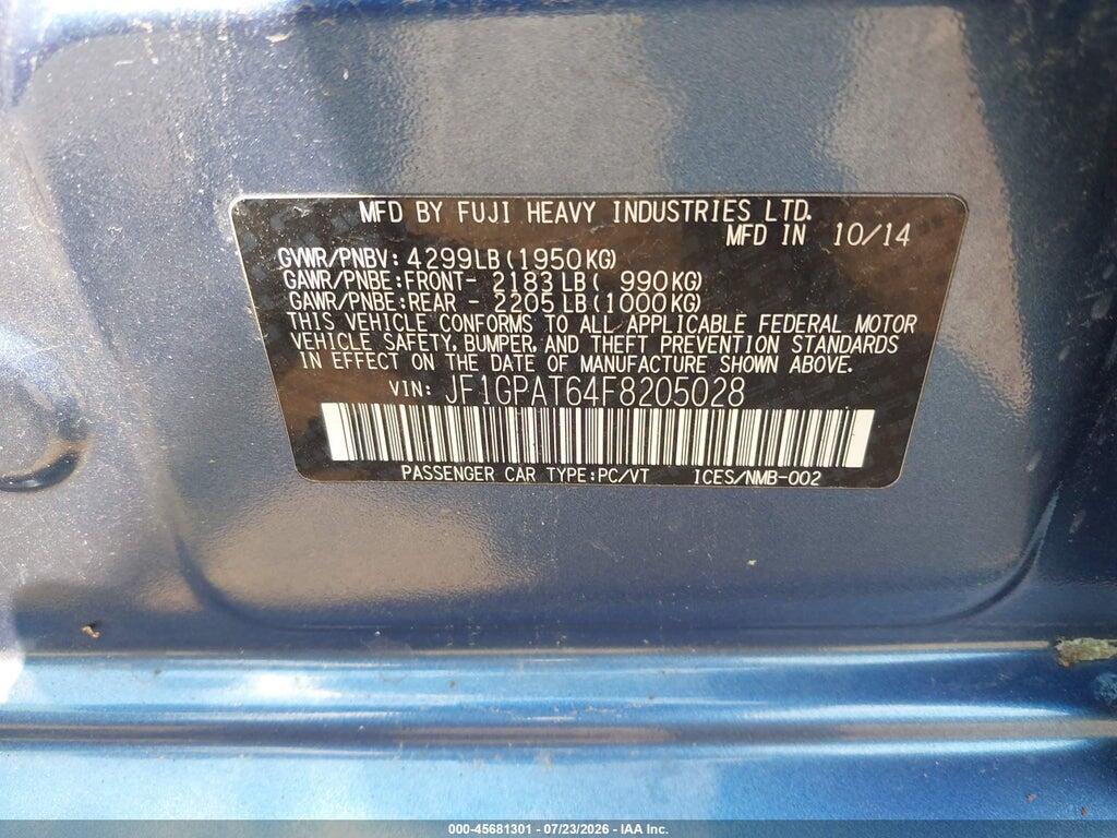 JF1GPAT64F8205028 2015 SUBARU IMPREZA photo no. 9