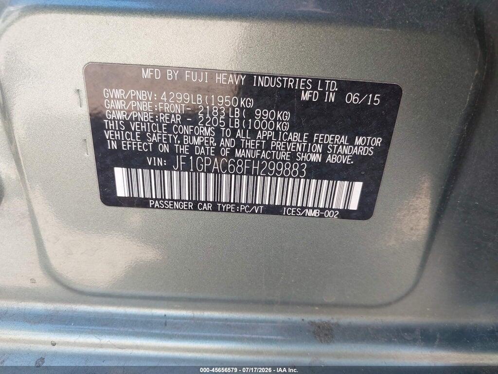 JF1GPAC68FH299883 2015 SUBARU IMPREZA photo no. 9